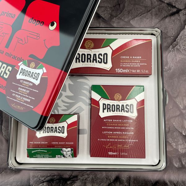 Подарунковий чоловічий набір для гоління з 3-х предметів Proraso Red Vintage Selection Primadopo (cr/100мл+sh/cr/150мл+ash/cr/100мл) ПН1 фото