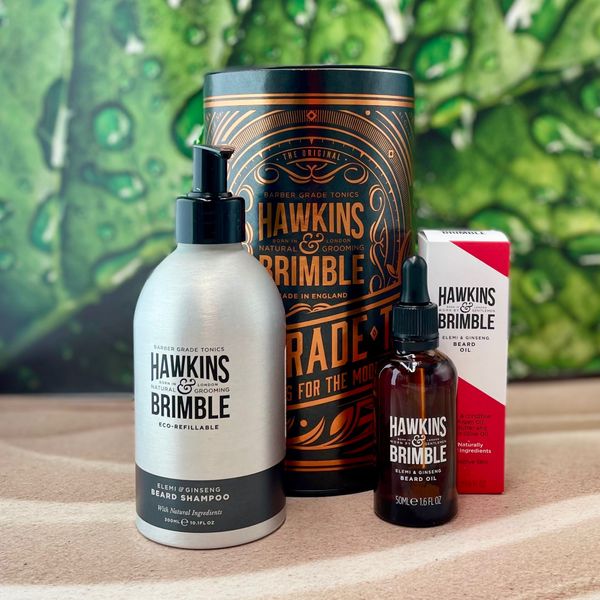 Чоловічий подарунковий набір для бороди Hawkins & Brimble Beard Gift Set (BeardShampoo/300ml+BeardOil/50ml) К293 фото