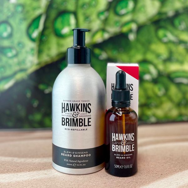 Чоловічий подарунковий набір для бороди Hawkins & Brimble Beard Gift Set (BeardShampoo/300ml+BeardOil/50ml) К293 фото